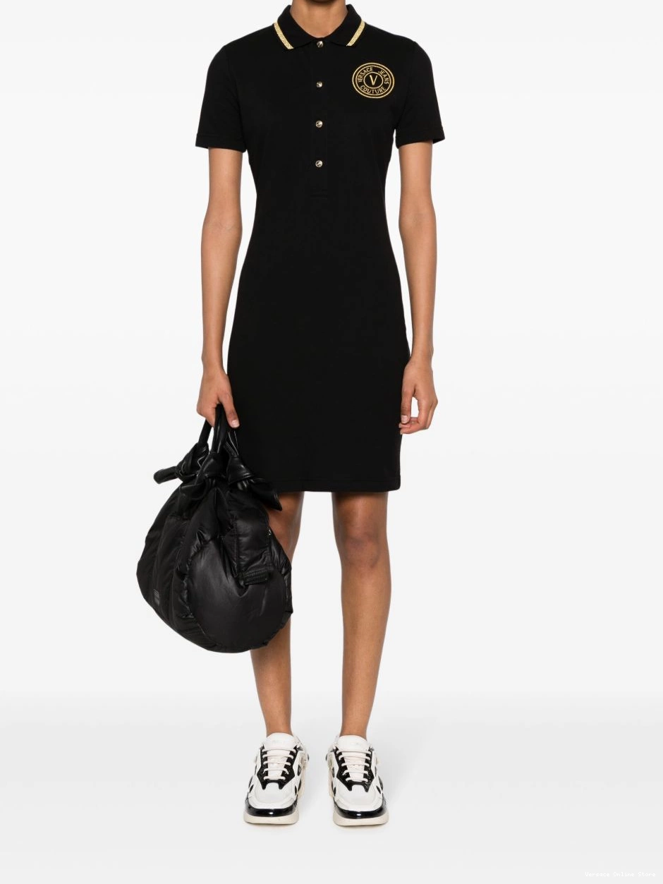 Affordable Versace Women polo V-Emblem Couture cotton Jeans minidress 0704